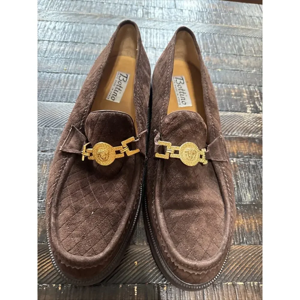 Vintage Bottino Men’s Suede Loafer 11.5 Spain Chunky Platform Chocolate Brown